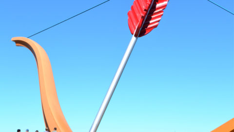 A crowd sitting next to Cupid's Span