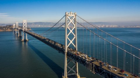 Aerial view of Bay bridge during daytime