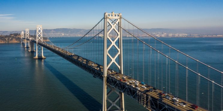 Aerial view of Bay bridge during daytime