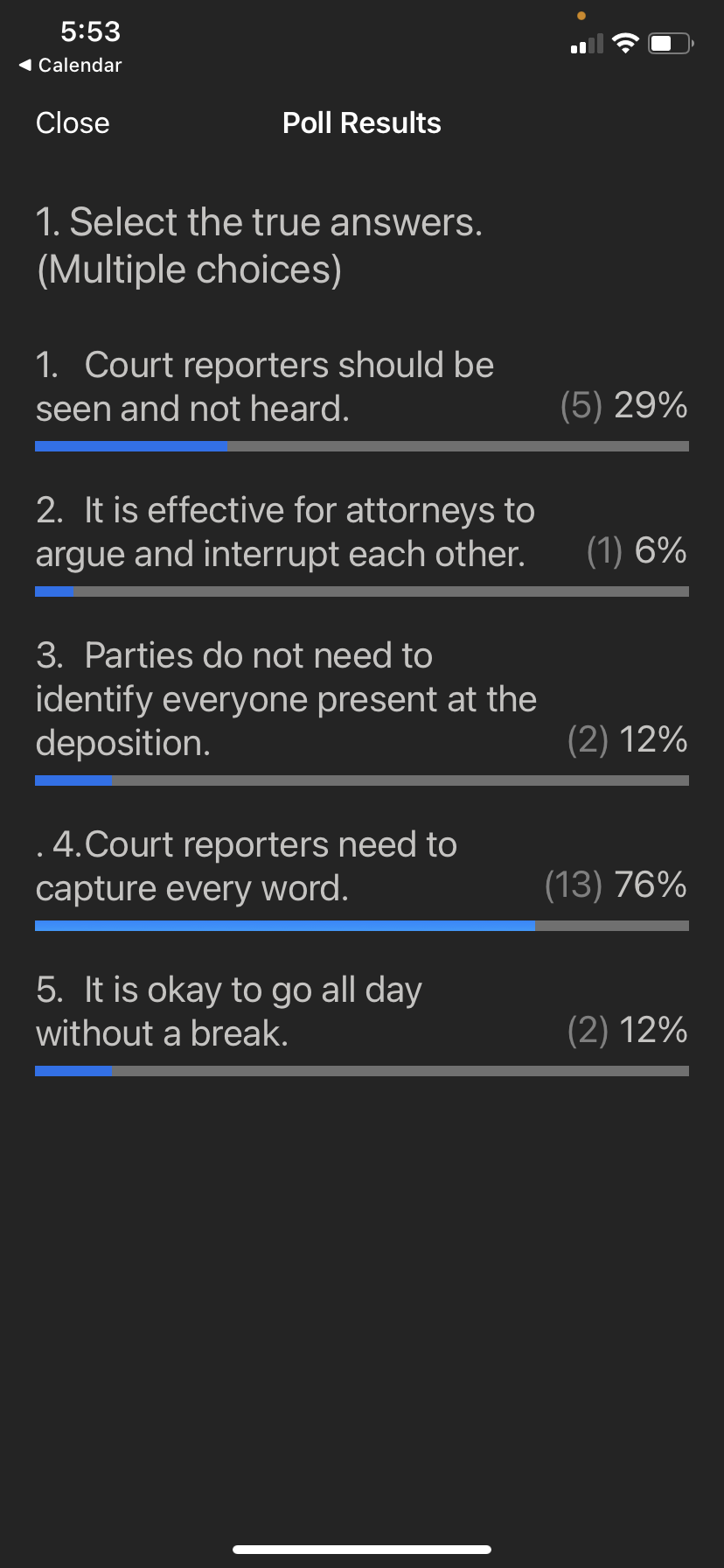 poll result by law student