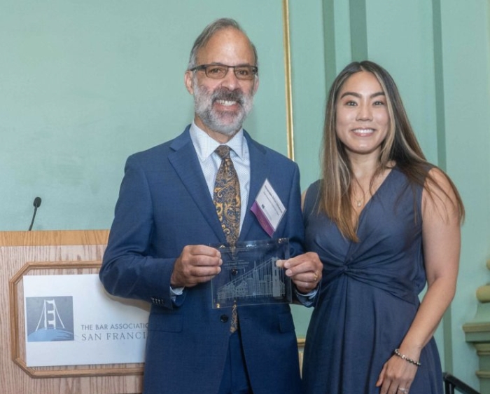 Judge Ethan P. Schulman and Barristers Club President, Lindsey Mignano / Photo by Jim Block