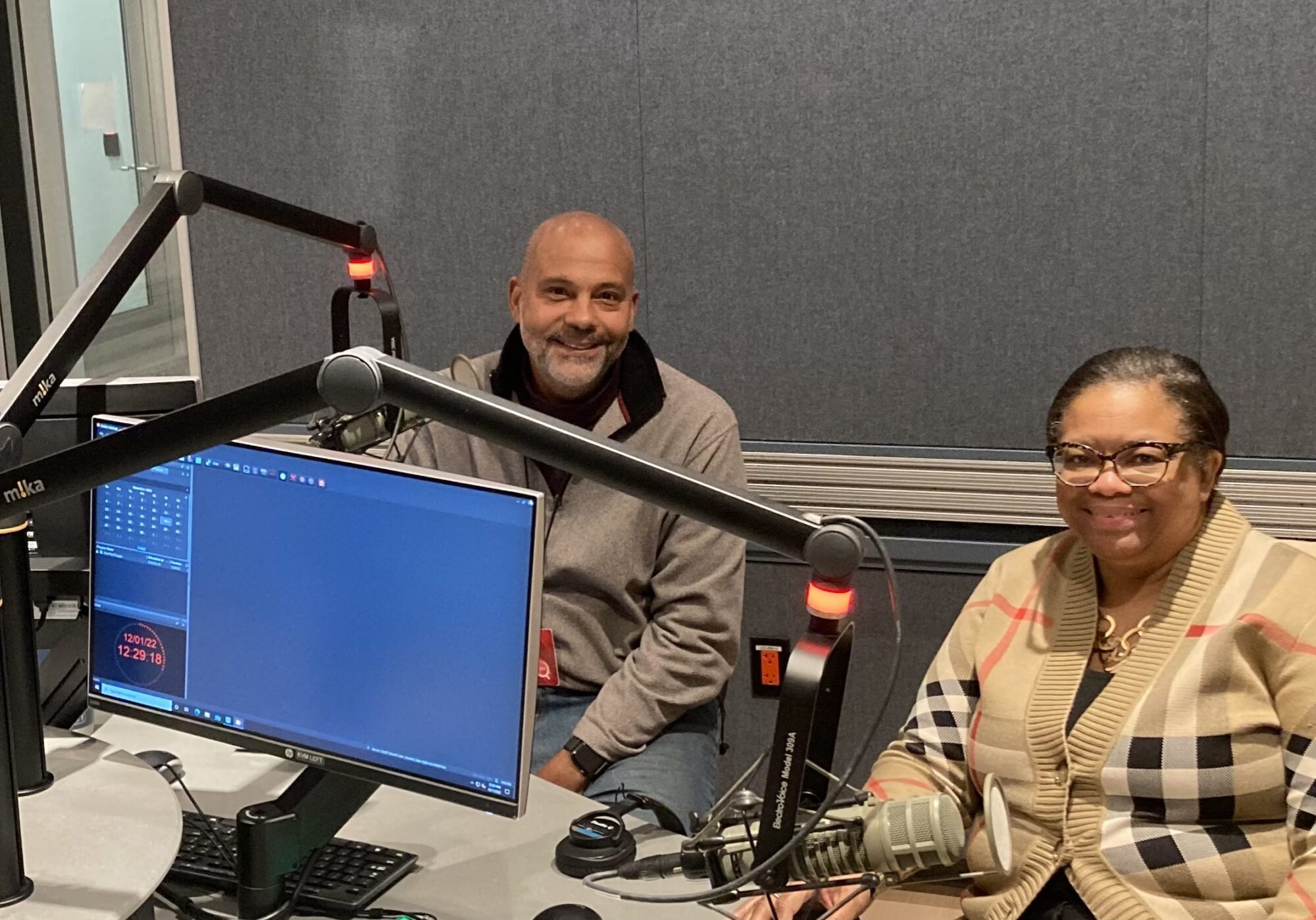 Jackson pictured interviewing at KQED.